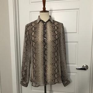 Zara Woman Python Print Button Blouse